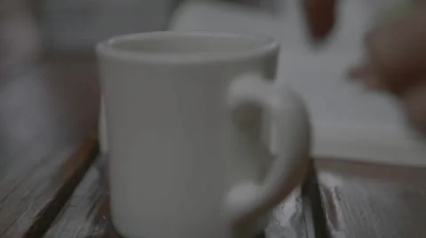 Man having cup of coffee in cafe Stock Footage 63464638