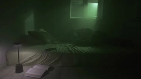 Man having emotional breakdown in dark bedroom, crying out in despair and Stock Footage 320186778