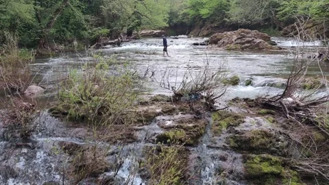 Man having fun in the river Stock Footage 326895578