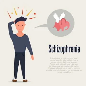 Man having hallucinations. Schizophrenia problem Stock Illustration