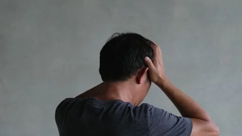 Man having a headache, health problems concept, human pain concept. Stock Footage 188430455