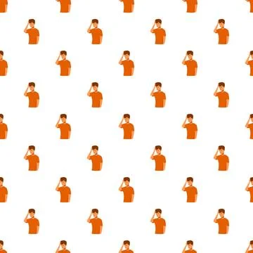 Man having headache seamless pattern background illustration Stock Illustration