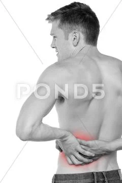 Man having lower back pain Stock Photos