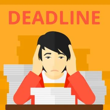 Man having problem with deadline Illustrazione stock