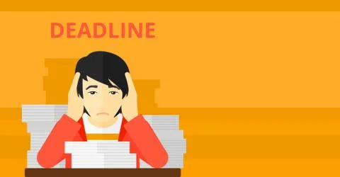 Man having problem with deadline 库存插图