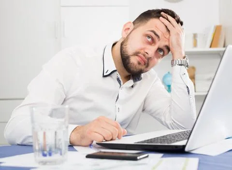 Man having problem in office 스톡 사진