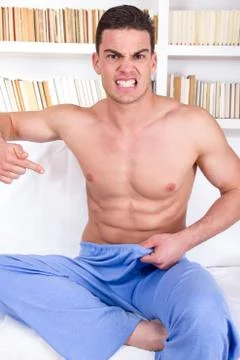 Man having problems with impotence 写真素材