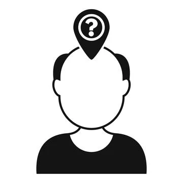 Man having question mark pin on head Stock Illustration