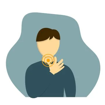 Man having sore throat vector illustration. Coronavirus symptom Stock Illustration