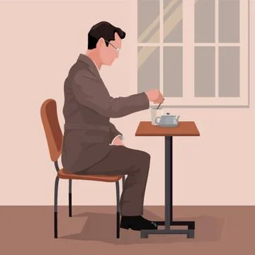 Man Having Tea Illustrazione stock