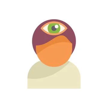 Man having third eye opening symbol on forehead flat icon design Stock Illustration