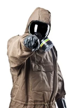 Man in hazard suit pointing Stock Photos