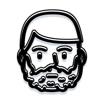 Man head avatar with beard and facial hair Stock Illustration