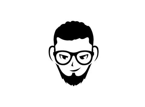 Man head with beard and glasses Brille und Bart for logo design Stock Illustration