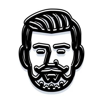 Man head with beard and mustache avatar Stock Illustration