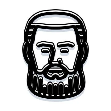 Man head with beard line art illustration Stock Illustration