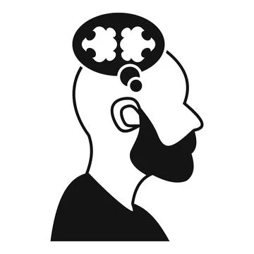 Man head with brain thinking speech bubble Stockillustratie