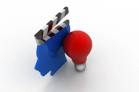 Man head clapboard with light bulb, new idea concept Stock Illustration