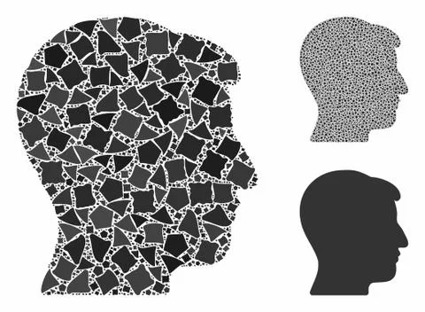 Man head Composition Icon of Trembly Elements 스톡 일러스트