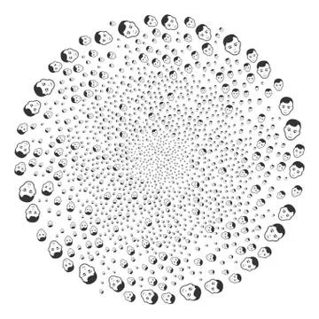 Man Head Curl Globula Stock Illustration