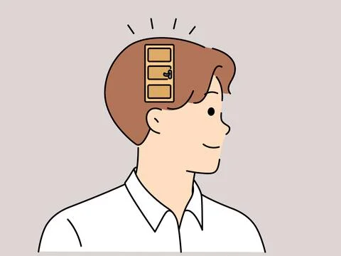 Man head with door Stock Illustration