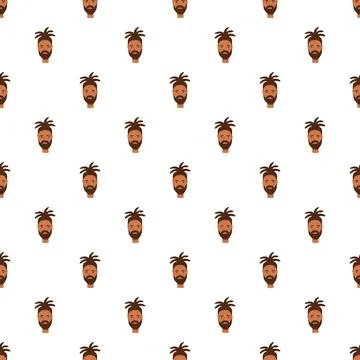 Man head with dreadlocks hair repeating pattern Stock Illustration