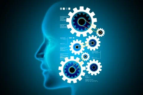 Man head with gear icon Stock Illustration