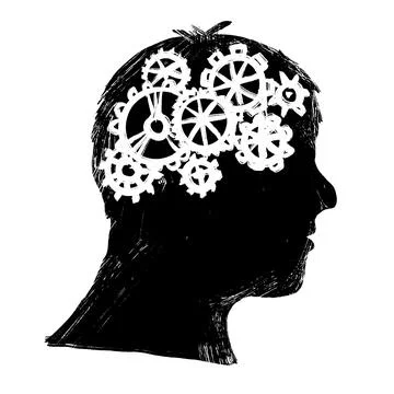 Man head with gear technology, idea creativity thinking concept mind brain Stock Illustration