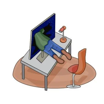 Man head inside of a display. Stock Illustration