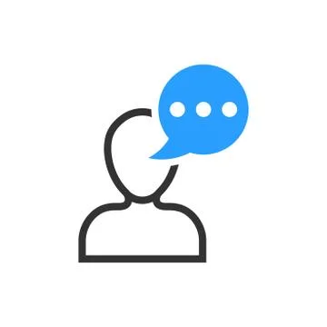 Man head mind thinking icon in flat style. Speech bubble with people vector i Stock Illustration