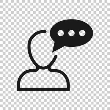 Man head mind thinking icon in transparent style. Speech bubble with people v Stock Illustration