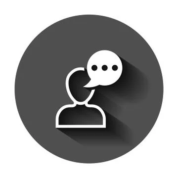 Man head mind thinking icon in flat style. Speech bubble with people vector i Stock Illustration