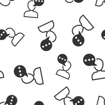 Man head mind thinking icon seamless pattern background. Speech bubble with p Illustrazione stock