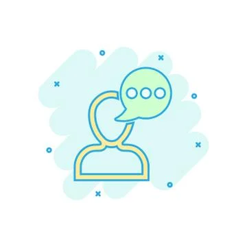 Man head mind thinking icon in comic style. Speech bubble with people vector  스톡 일러스트