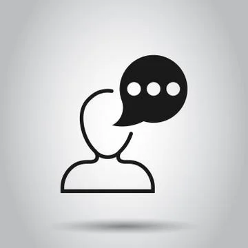 Man head mind thinking icon in transparent style. Speech bubble with people v Illustrazione stock