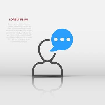 Man head mind thinking icon in flat style. Speech bubble with people vector.. Stock Illustration