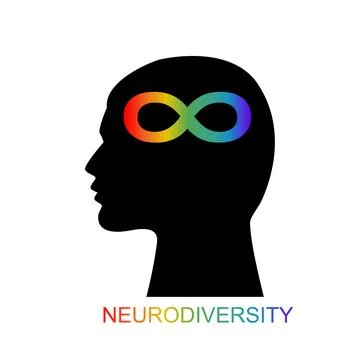 Man head profile with rainbow infinity symbol Stock Illustration