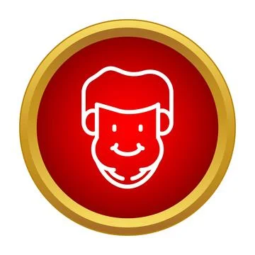 Man head profile red circle gold border Stock Illustration