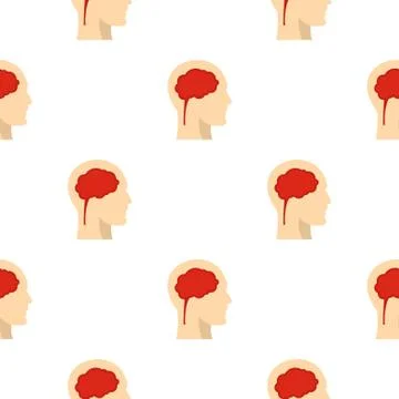 Man head silhouette with brain inside pattern Stock Illustration