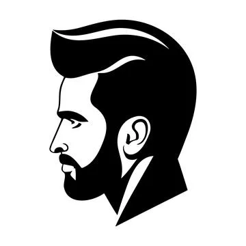 Man head silhoutte, face awith beard fashion icon Stock Illustration