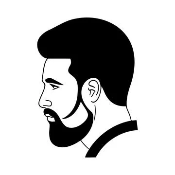 Man head silhoutte, face awith beard fashion icon Stock Illustration