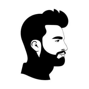 Man head silhoutte, face awith beard fashion icon Stock-Illustration