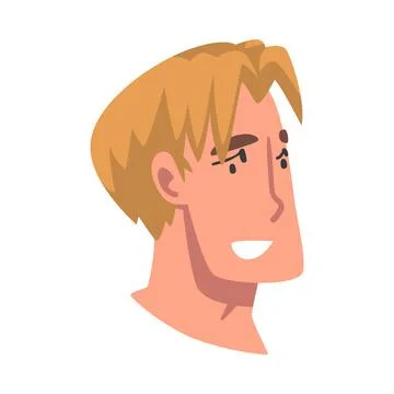 Man Head with Smiling Facial Expression Side View Vector Illustration Stock Illustration