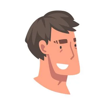 Man Head with Smiling Facial Expression Side View Vector Illustration Stock Illustration