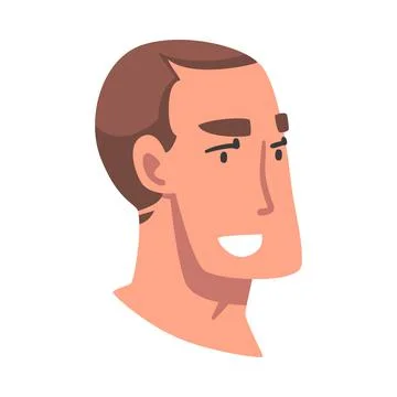Man Head with Smiling Facial Expression Side View Vector Illustration Stock Illustration