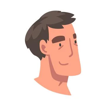 Man Head with Smiling Facial Expression Side View Vector Illustration Stock Illustration
