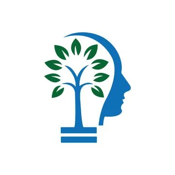 Man head on tree andMental and health logo design vector Stock Illustration