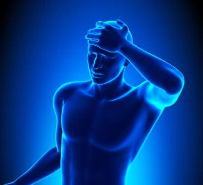 A Man with a Headache 스톡 일러스트