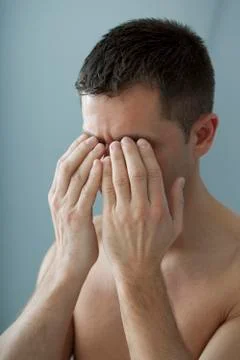 Man with headache Stock-Fotos