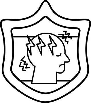 A man with a headache is shown on a shield Stock Illustration